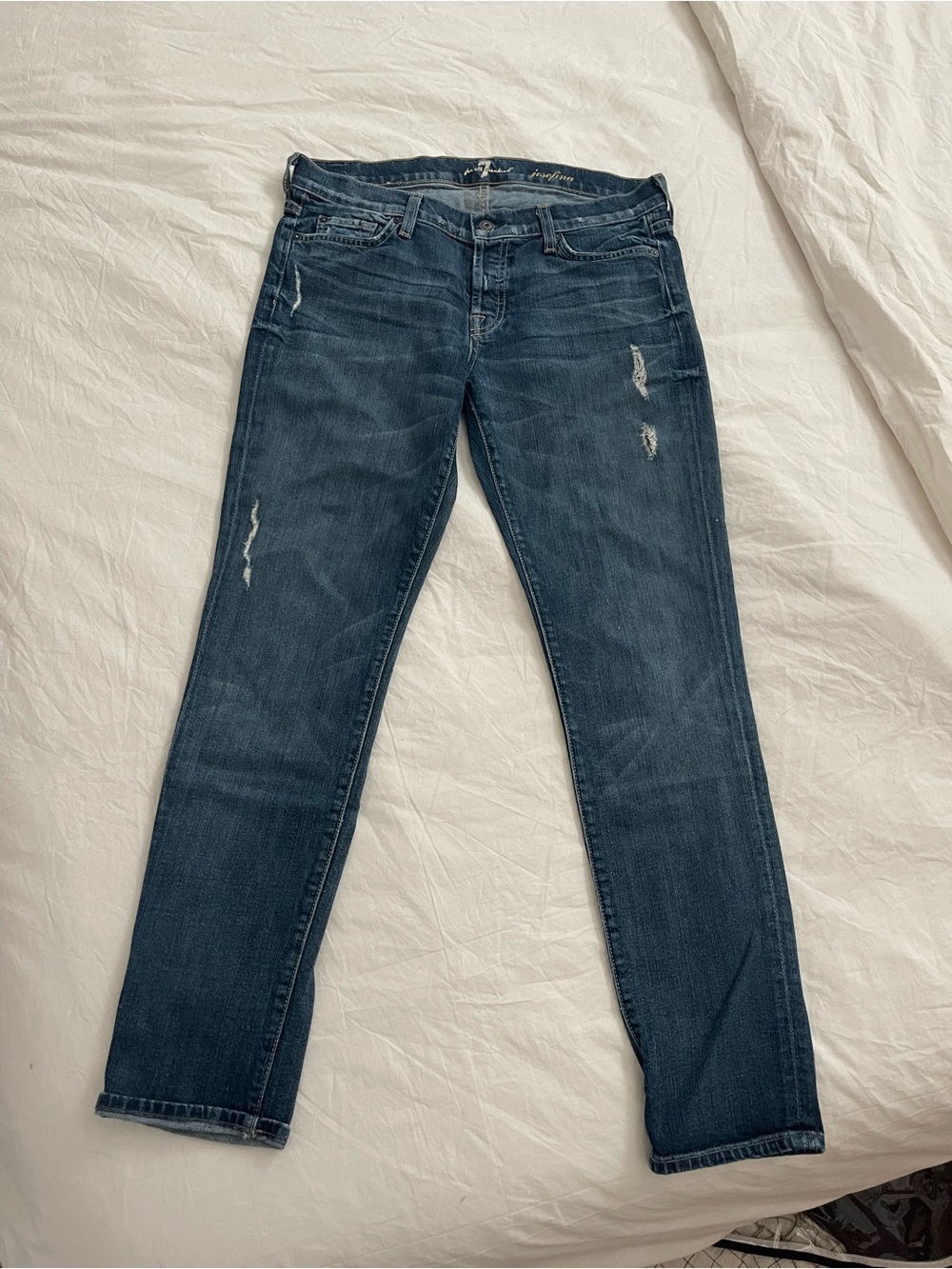 7 For All Mankind Dark Blue Slim Straight Jeans